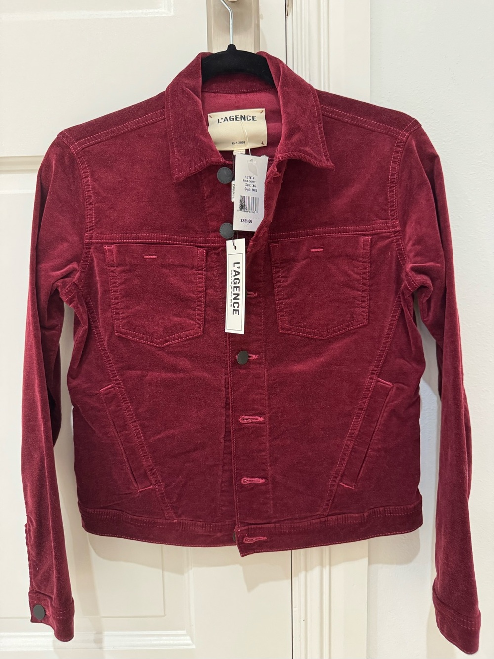 L'AGENCE Black Cherry Corduroy Jacket